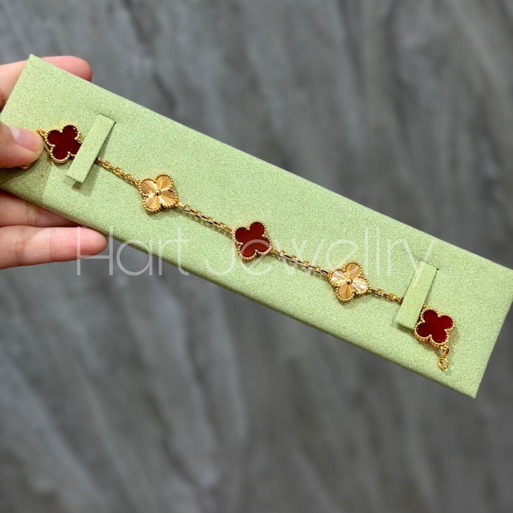 BRACELET VCA 5 ALHAMBRA (CARNELIAN x GUILOCHE)