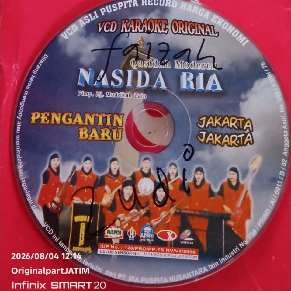 PREE LOVED VCD ASLI QOSIDAH NASIDA RIA PUSPITA RECORD BEKAS PAKAI