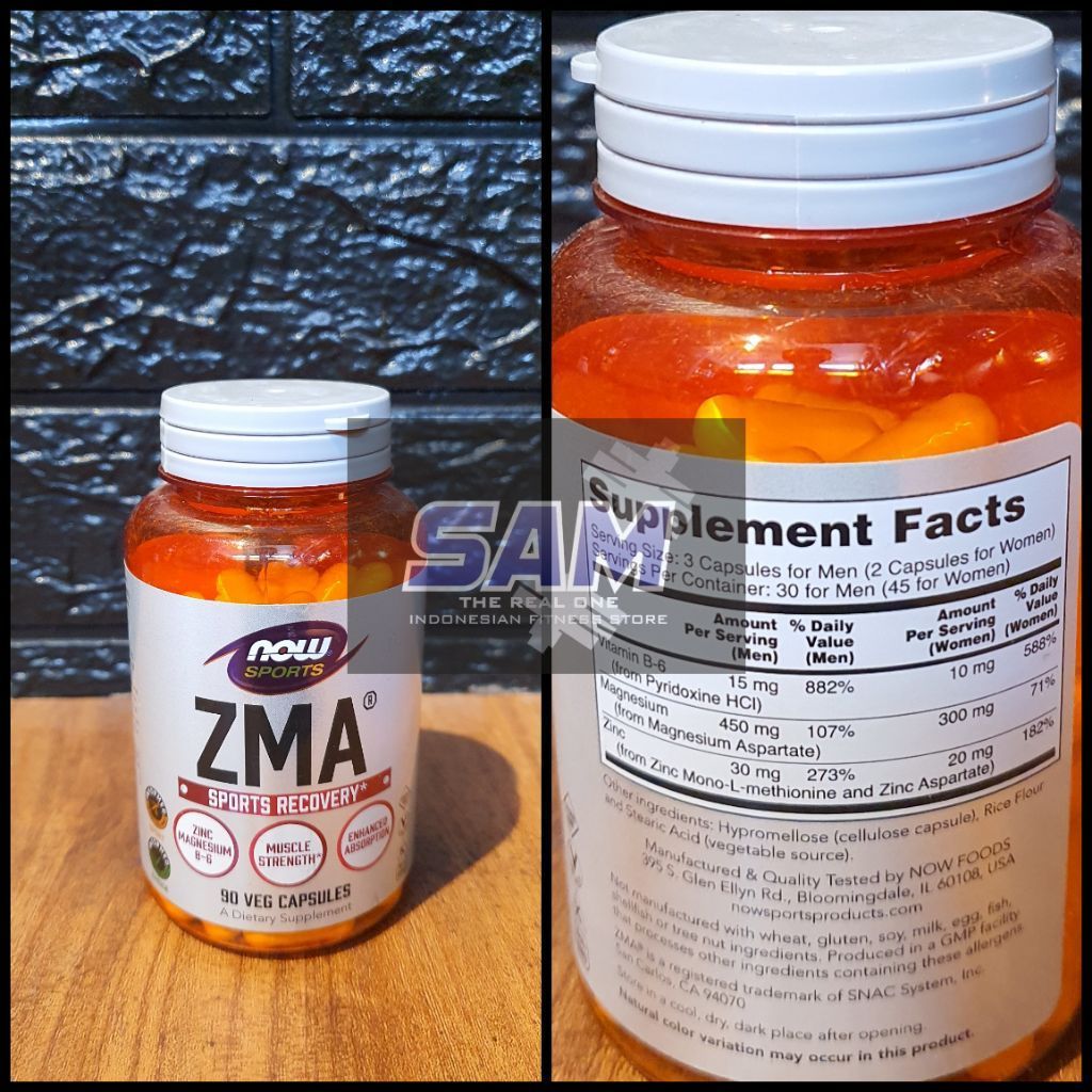 Suplemen Fitness NOW ZMA 90 kapsul Malang Sleep Support