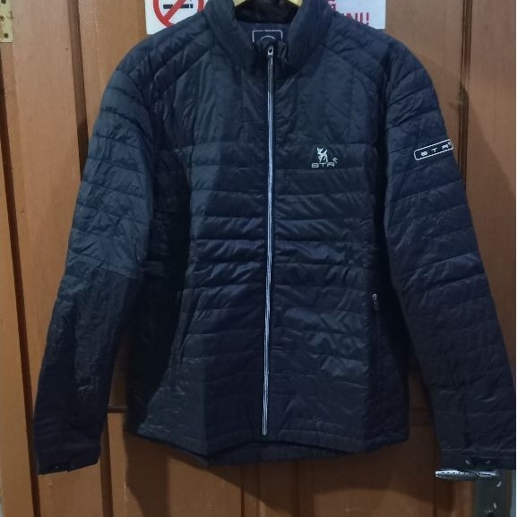 FOR SALE 
Boston Traders black PUFFER JACKET featuring horizontal quilting, a full-zip front, and a 