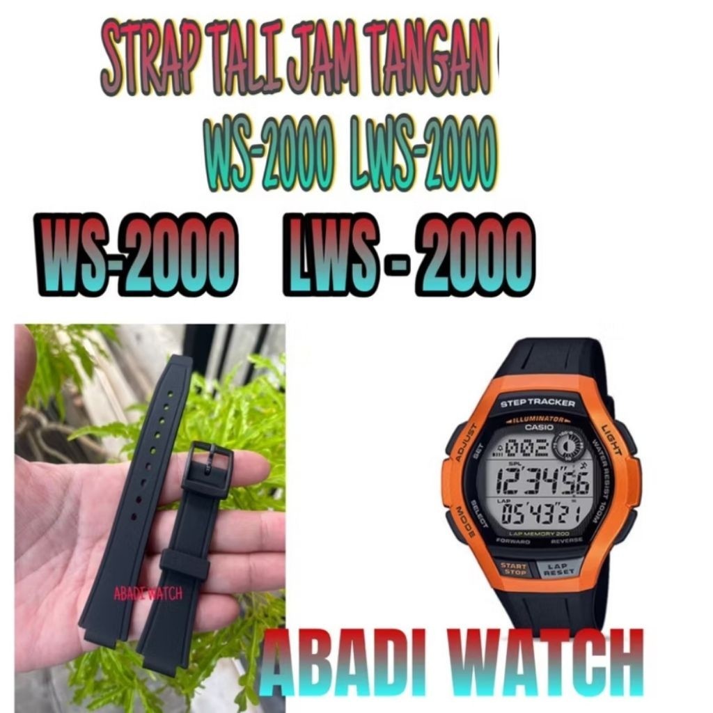 STRAP TALI JAM TANGAN WS-2000H WS2000H  WS 2000H LWS-2000 LWS 2000 LWS2000 digital rubber pas dan bs