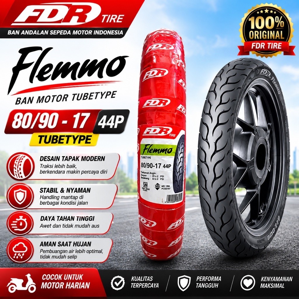 Ban Motor Bebek FDR Flemo 80/90 ring 17 tubetype