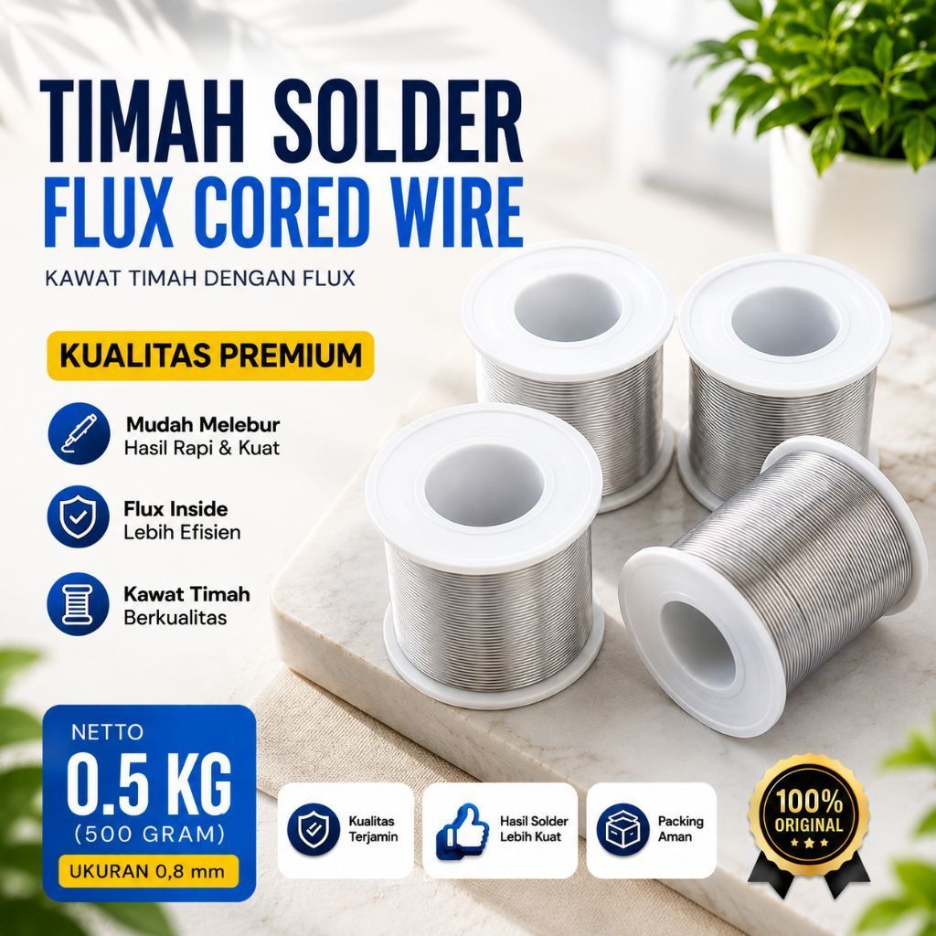 Timah Solder 500 Gram 0.8mm Flux Cored Wire 60/40 Kawat Timah Solder Berkualitas Premium untuk Elekt