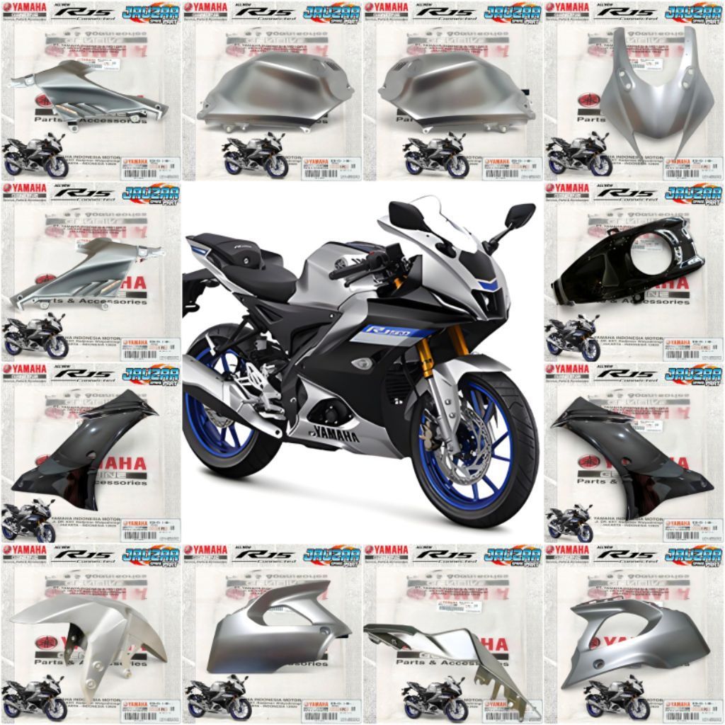 COVER BODY HALUS FULL SET  YAMAHA R15 V4 R15M CONNECTED SILVER BDJ ORIGINAL YAMAHA YGP