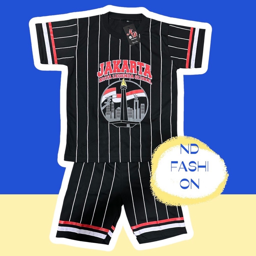 BAJU ANAK/ KAOS MONAS / KAOS SETELAN ANAK JAKARTA MONAS / KAOS OLEH-OLEH MONAS SALUR / SETELAN HITAM