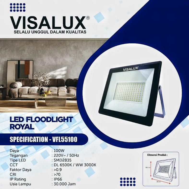 Lampu Sorot 100watt Visalux VFL55100 Led Flood Light / Lampu Sorot Visalux 100 Watt Cahaya Putih