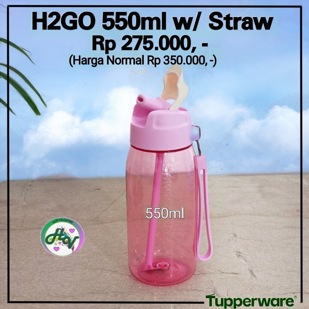 H2GO 550ml W/ Straw Tupperware
