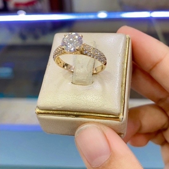 Cincin bundar full permata, Cincin mewah, Cincin Mas kadar 8k, Mas asli kadar 375 8k/9k