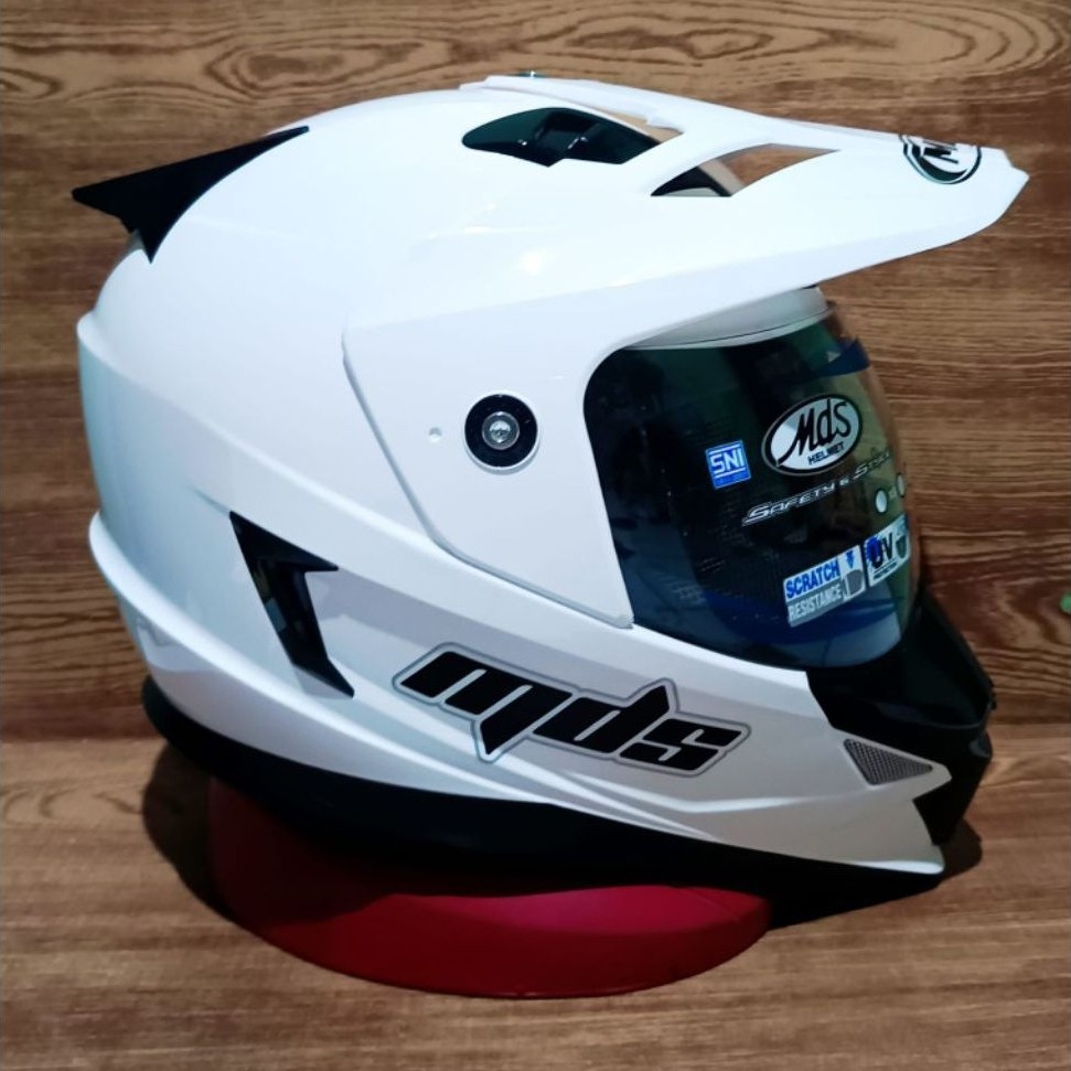 Mds superpro solid white / helm mds supermoto