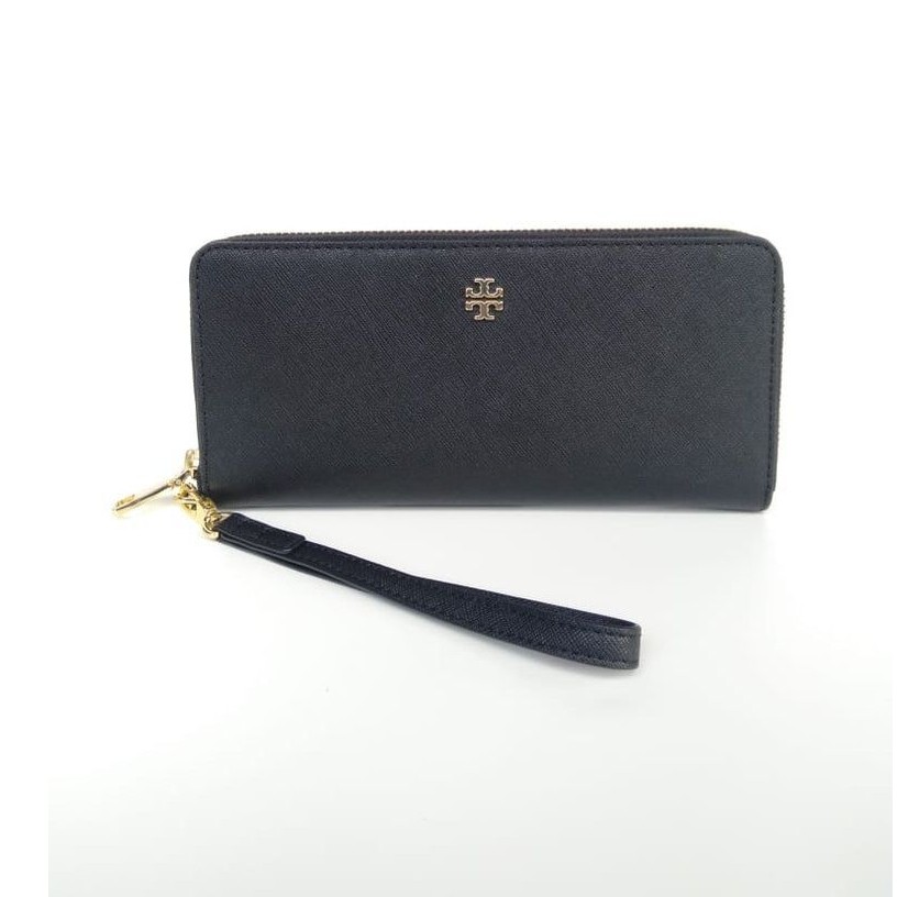 Dompet Tory Burch Women's Emerson Zip Continental Wallet Black Preloved Ori