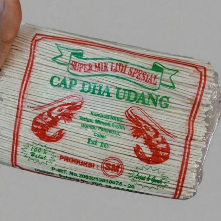 mie lidi mentah kecil cap 2 udang