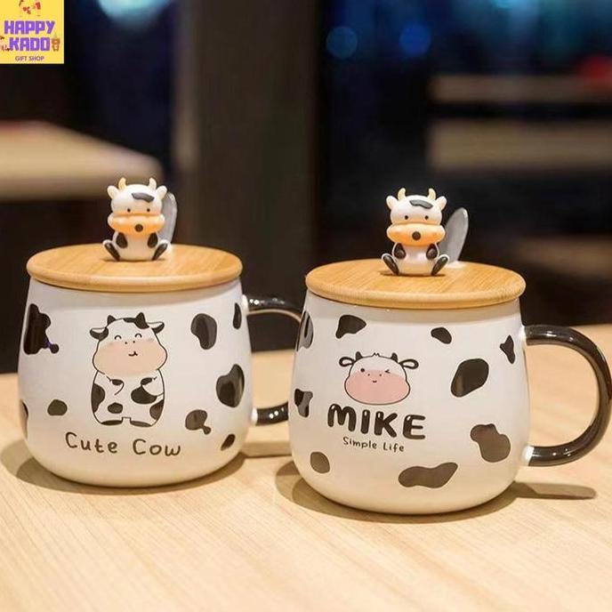 Gelas Mug Cow Sapi Mike Lucu Mungil Keramik Hadiah Ulang Tahun / Natal