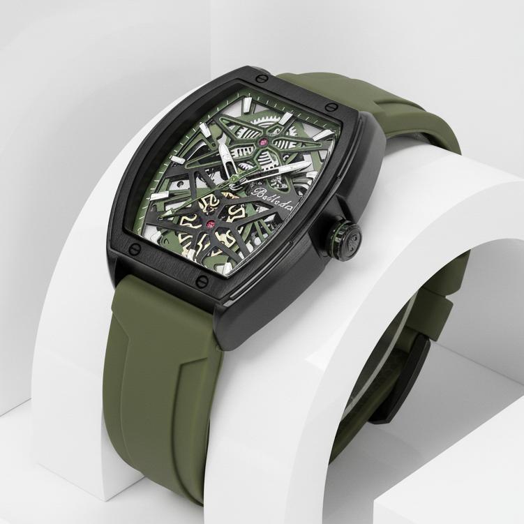 hemat belleda jam tangan pria automatic sn 9644 autoamtic rubber strap mewah anti air garansi origin