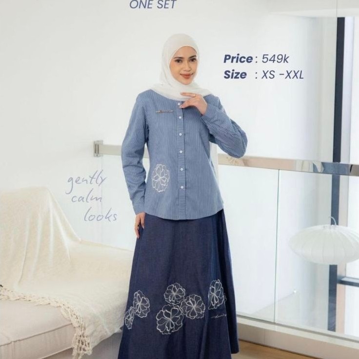 ONE SET D'DEENA || SETELAN ROK D'DEENA BLUE