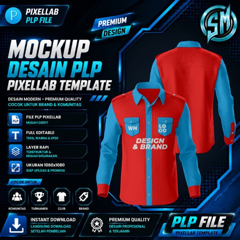 Mockup Baju Kemeja Tactical - File Pixellab