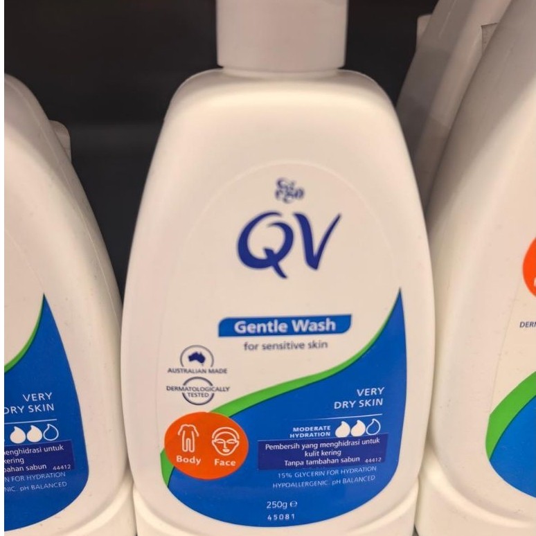 QV GENTLE WASH 250ML. QV GENTLE WASH FOR SENSITIVE SKIN BODY FACE