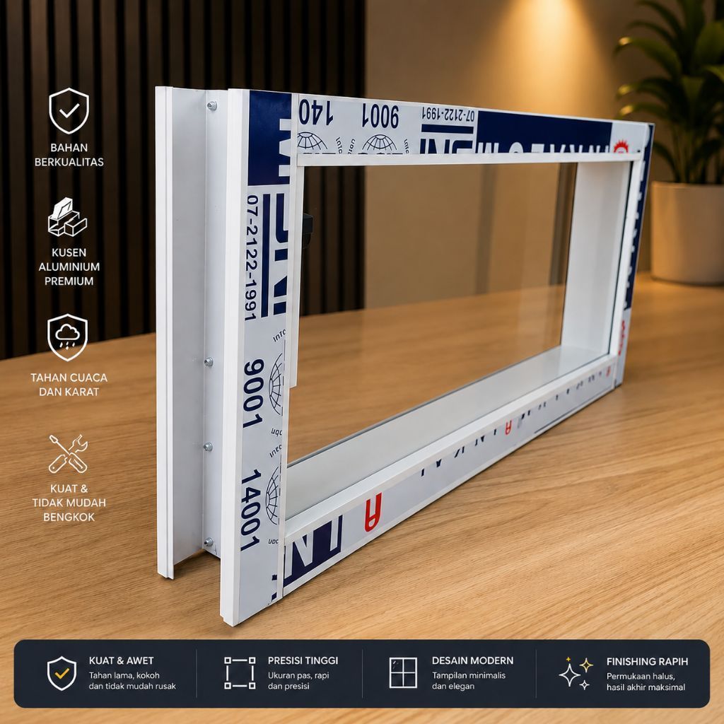 Jendela Aluminium Boven Kaca Mati Zigzag