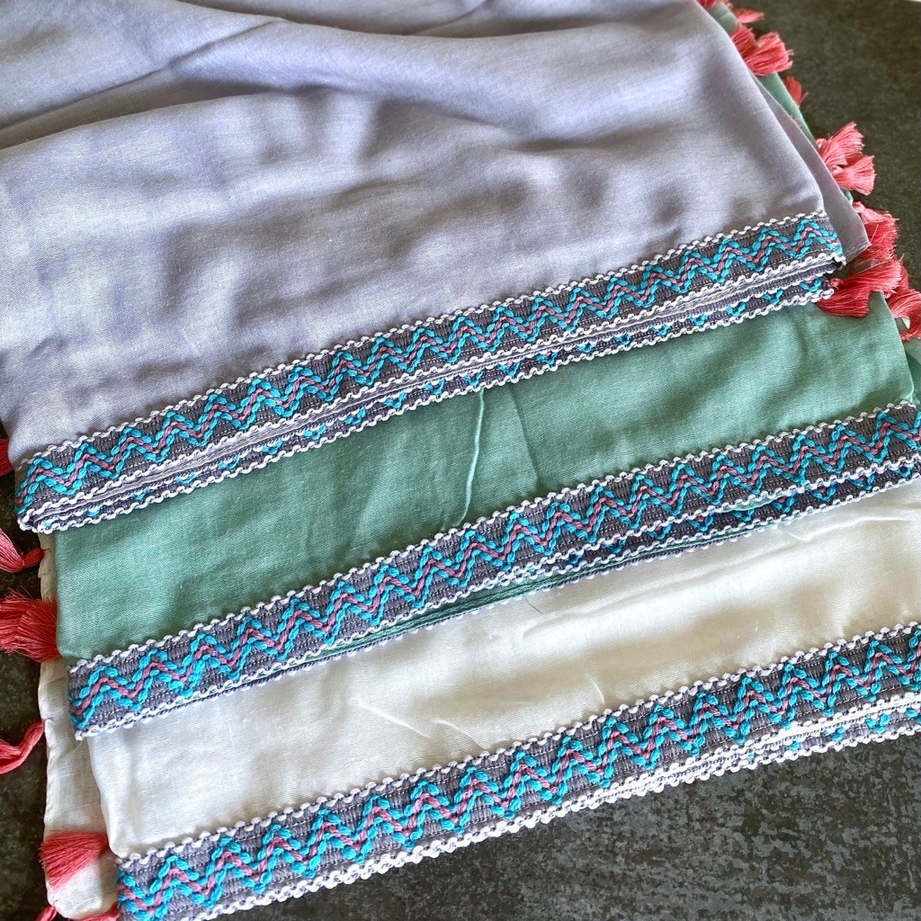 Syal Pashmina Rumbai Renda Tassel