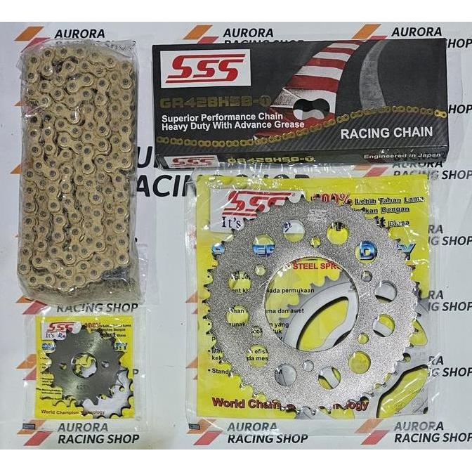 Gear Set SSS 428 Byson & Rantai SSS 428 HSBT Gold Orinal