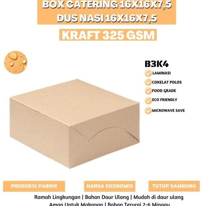 Plastik- (30 Pcs) Dus Nasi Kotak Katering 16X16 / Box Nasi 16X16 Laminasi / Dus Catering 16X16 / Box