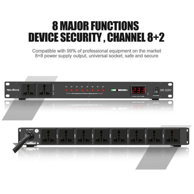 Singsong- New Baxs Pengurus Kuasa Sr-328/Sr-328V 8Channel 40 Amp Power Controller Audiosystem Power 
