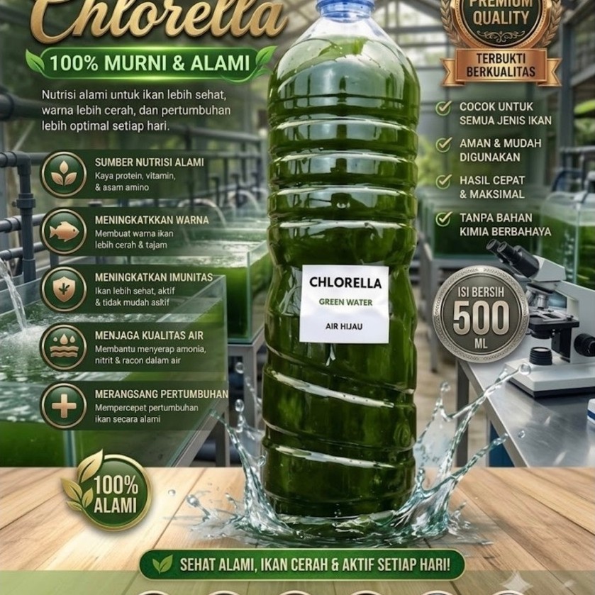 Chlorella/ Phytoplankton / Green Water Chlorella / Air Hijau 600ml