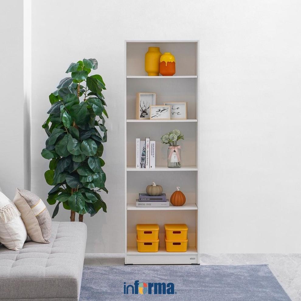Informa Paulson Rak Buku 5 Tingkat - Putih Bookshelf Susun Rak Bacaan Shelf Buku Lemari Buku