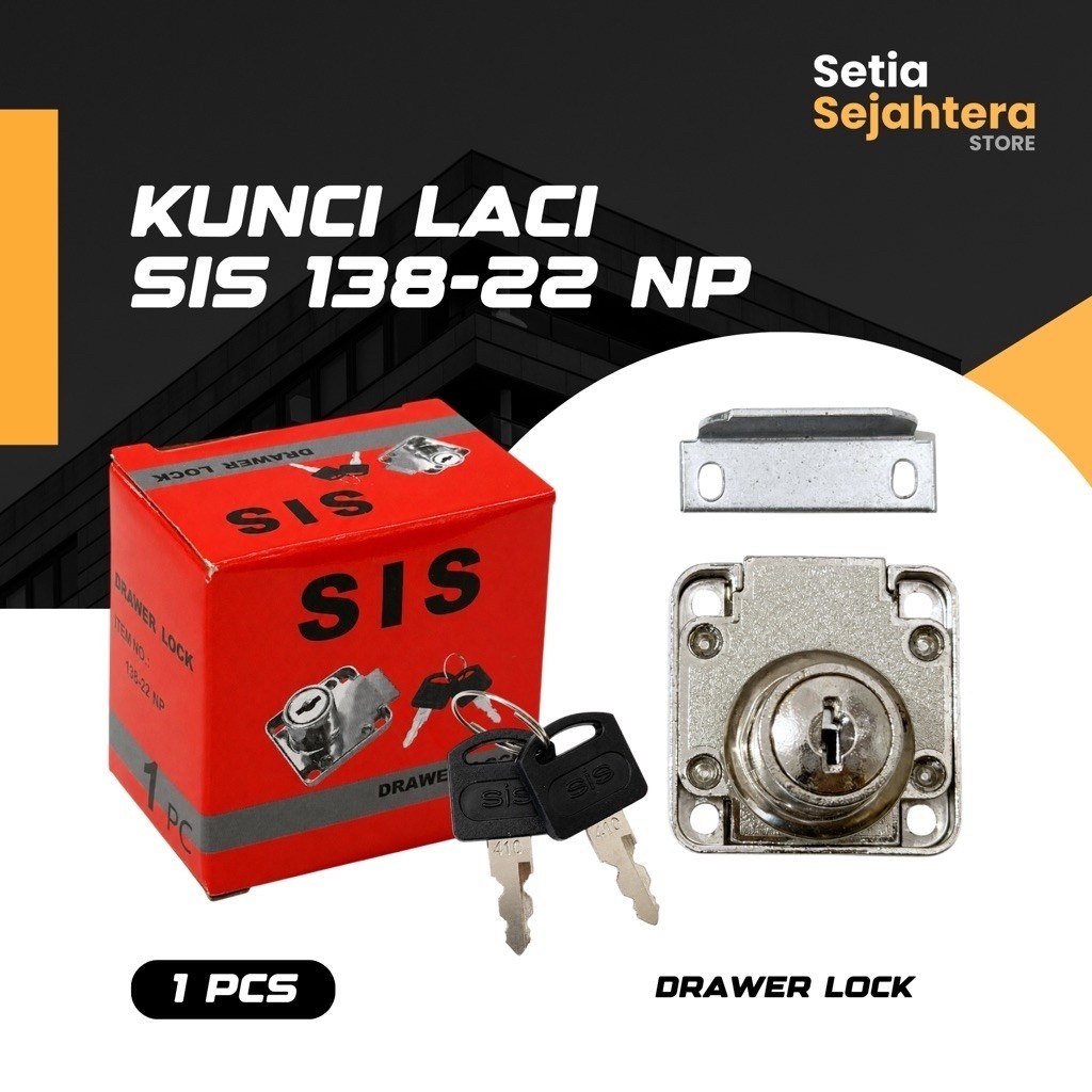 SIS MERAH 138-22 Kunci Laci  Lemari Loker Meja Drawer Lock Chrome - 1 pcs