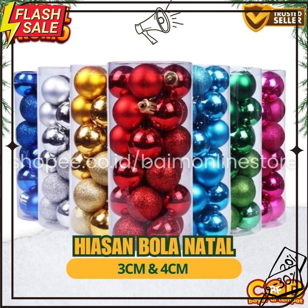 Set Aksesoris Pohon Natal Mini | Bola, Drum, Lonceng, Kotak Kado & Biji Pinus Gratis Ongkir