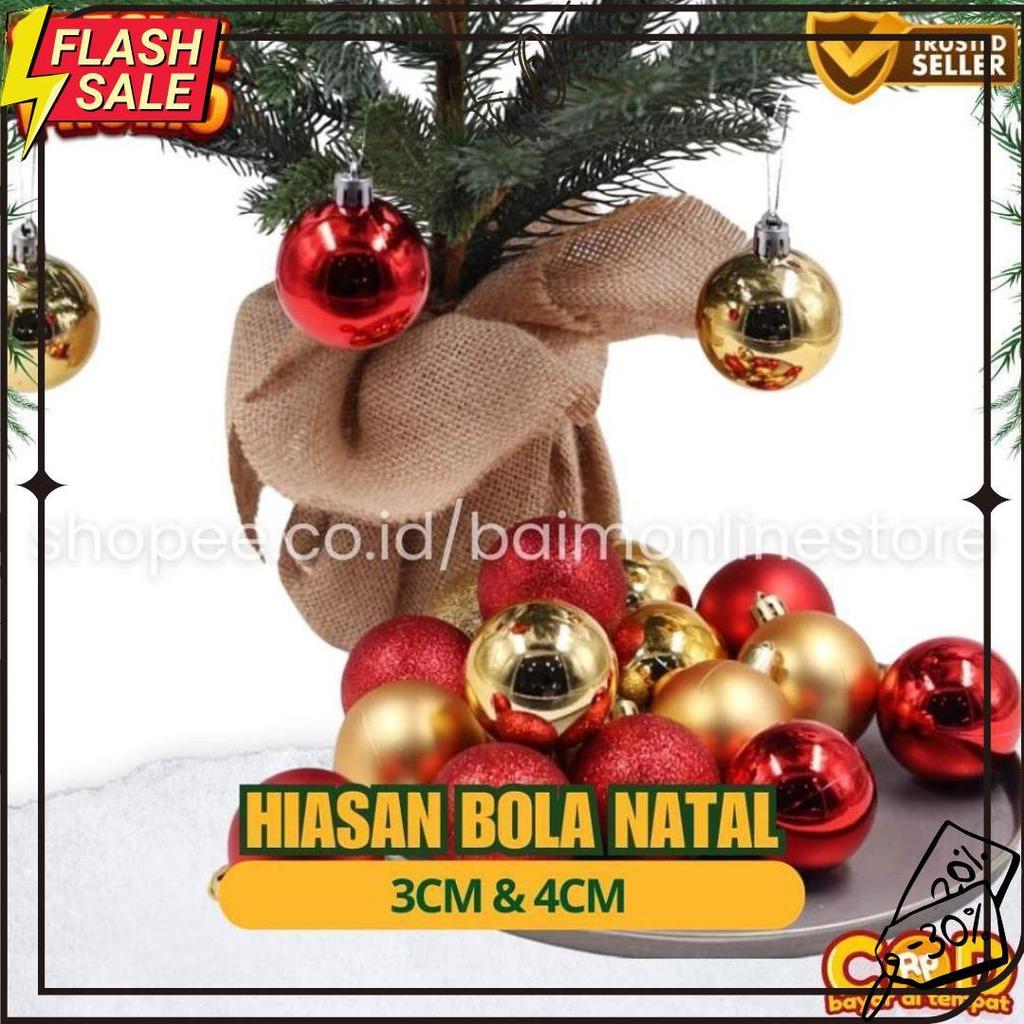Set Aksesoris Pohon Natal Mini | Bola, Drum, Lonceng, Kotak Kado & Biji Pinus 6.6