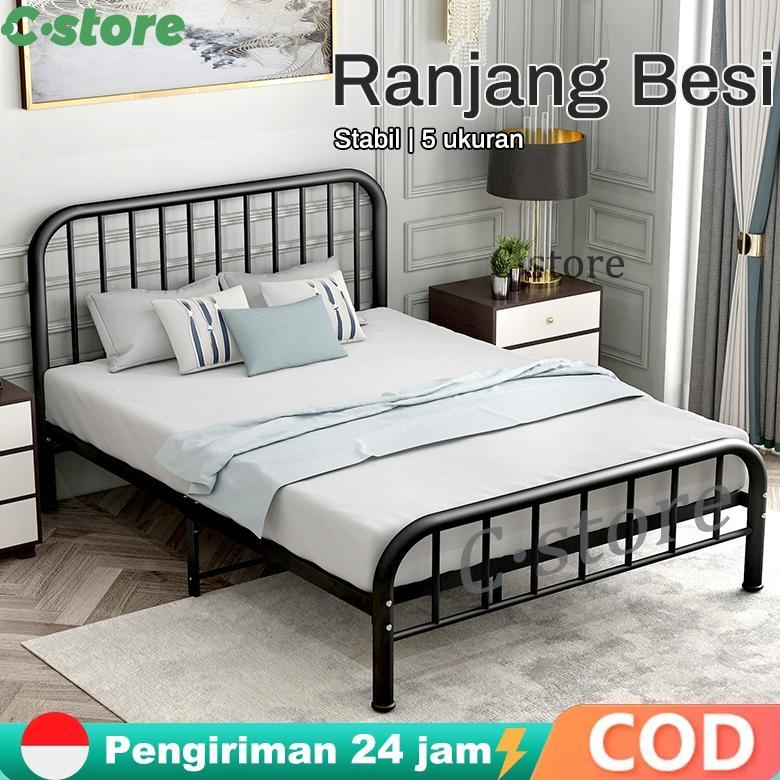 [MEVANA] Tempat Tidur Besi Basicbed Series 6 Ukuran Hitam/Putih Dipan Ranjang Besi Tatakan Divan Tem
