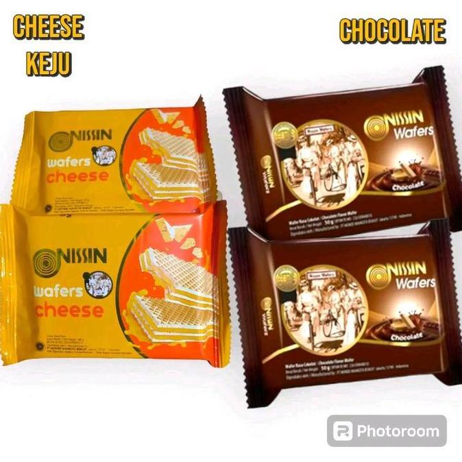 Wafers Nissin 1 Dus Varian Rasa Keju dan Cokelat - Wafers Cokelat Keju Kemasan , Cemilan , Jajanan C