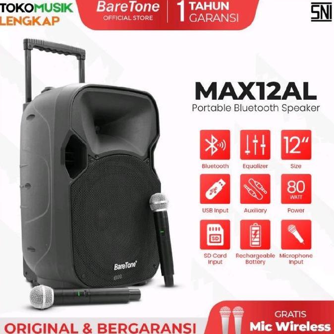 Baretone Speaker Portable MAX12AL Speaker Bluetooh 12inch Speaker Portable Baretone MAX 12AL