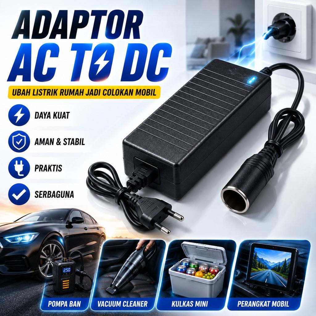 Adaptor AC to DC 12V 10A 120W Converter Listrik Rumah Ke Korek Mobil Cigarette Lighter Female Socket