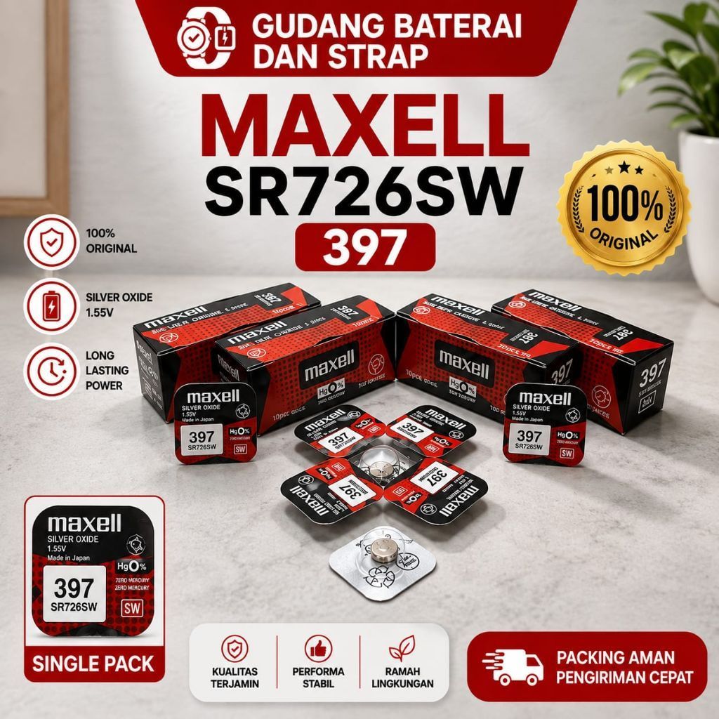 ORIGINAL BATERAI MAXELL SR 726 SW SR726SW 397 SINGLE PACK ASLI