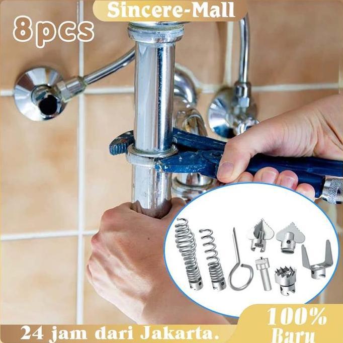 KASDIUM 8Pcs Aksesori Drain Cleaner Machine / Pembersih Pipa Mampet Aksesori / Drain Cleaner Machine