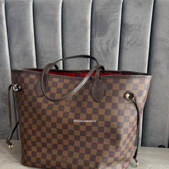 Preloved LV Damier Neverfull MM Tote Bag