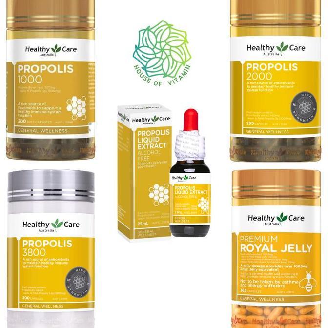 Healthy Care Propolis 1000 2000mg 2000 3800mg 3800 mg 200 Capsules Liquid / Royal Jelly Kapsul Austr