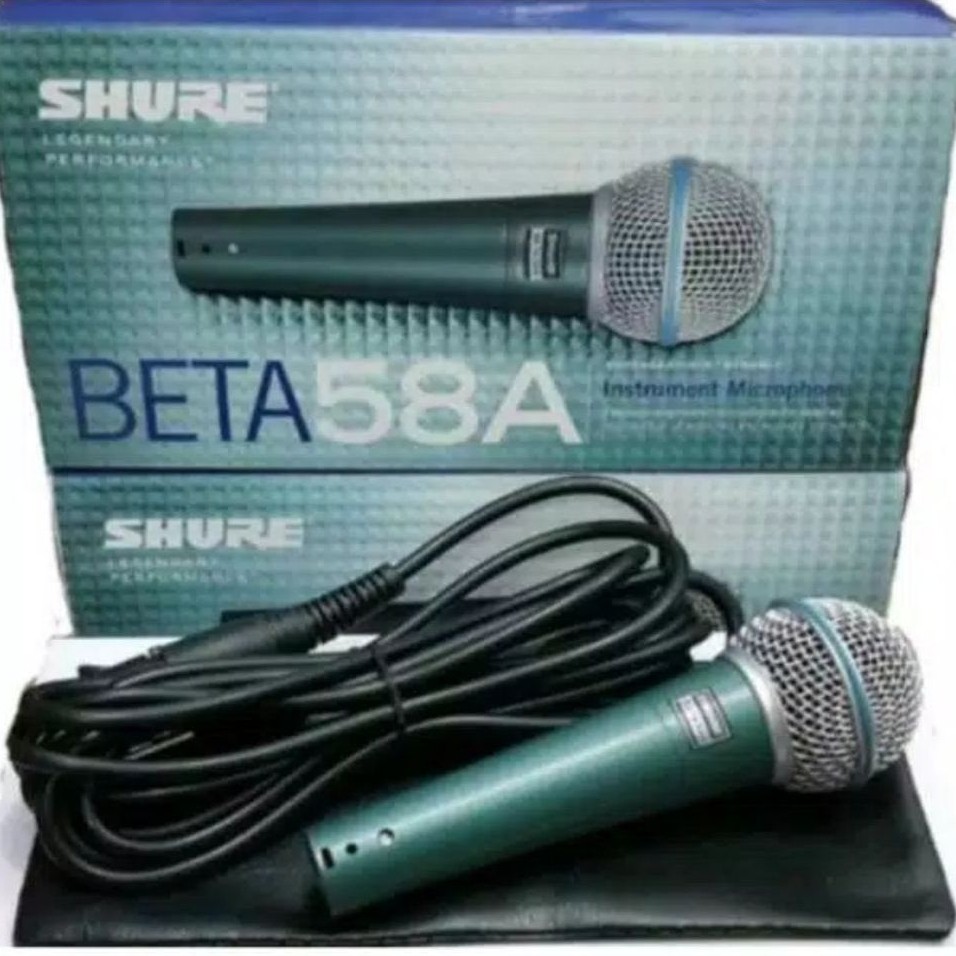 Mic Kabel Shure Beta 58A - Suara Bass Jernih, Switch On/Off, Kabel 3-5 Meter