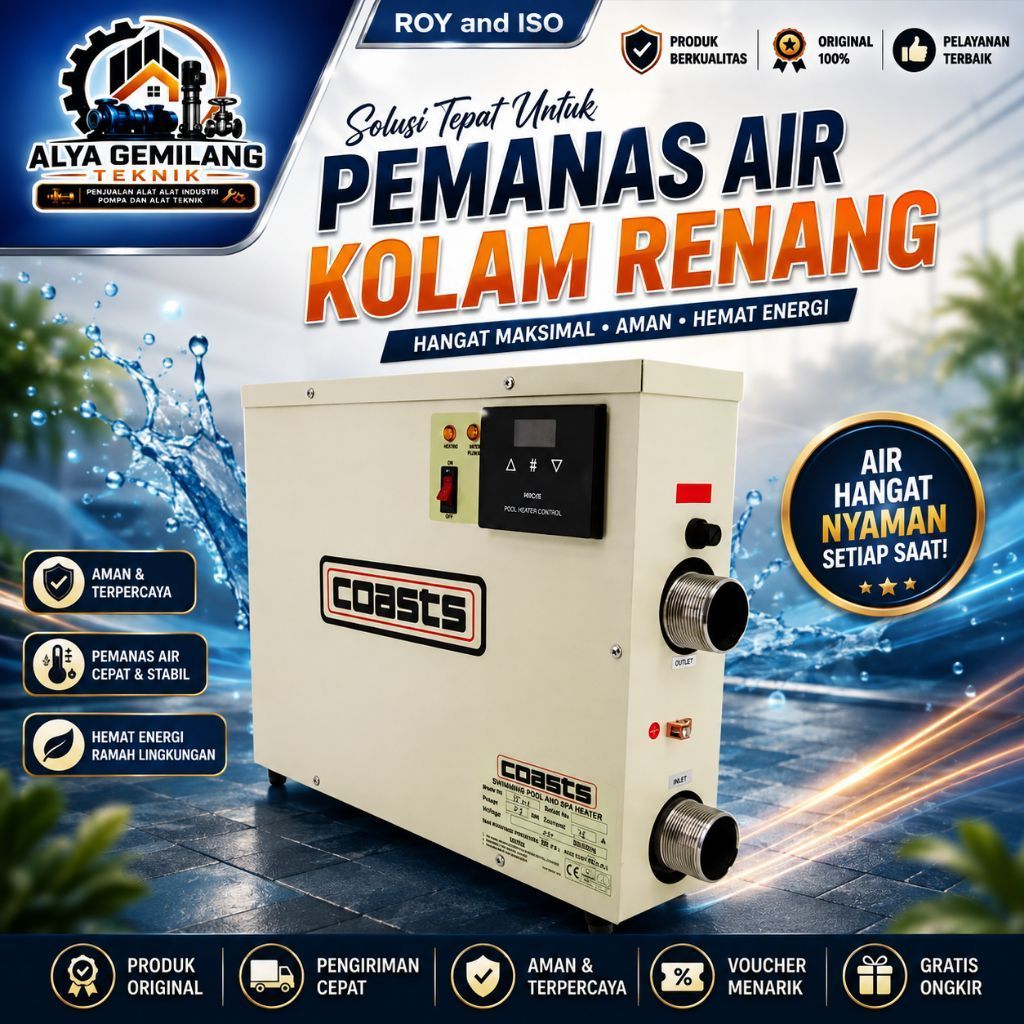 Mesin Pemanas Air Kolam Renang Water Heater 5,5KW 7,5kw 9kw 15kw 18kw - 7,5kw