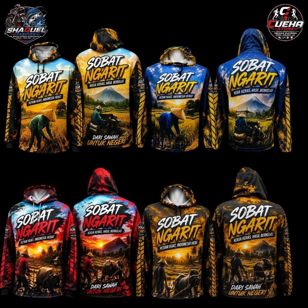 Jersey Sobat Ngarit Motif Padi Petani Indonesia Unisex Lengan Panjang