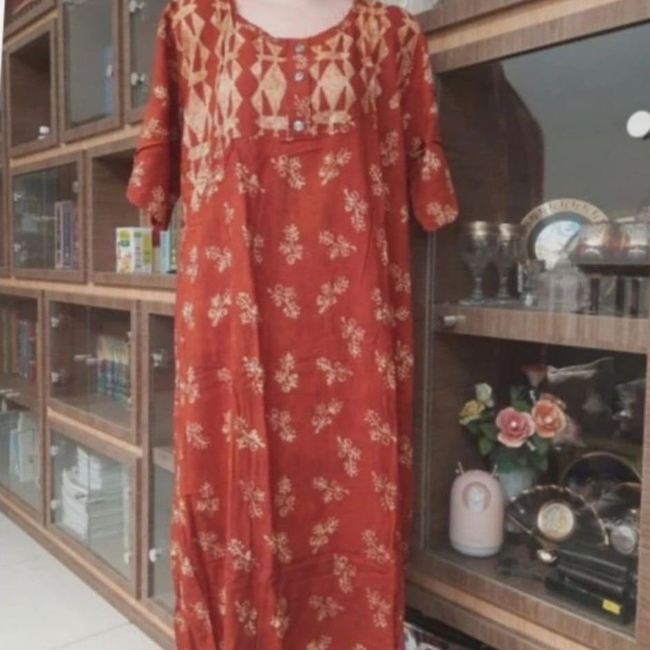 Daster ibu batik Pekalongan kancing depan LD 100-105 panjang baju 110 batik Pekalongan Risna/Cendana