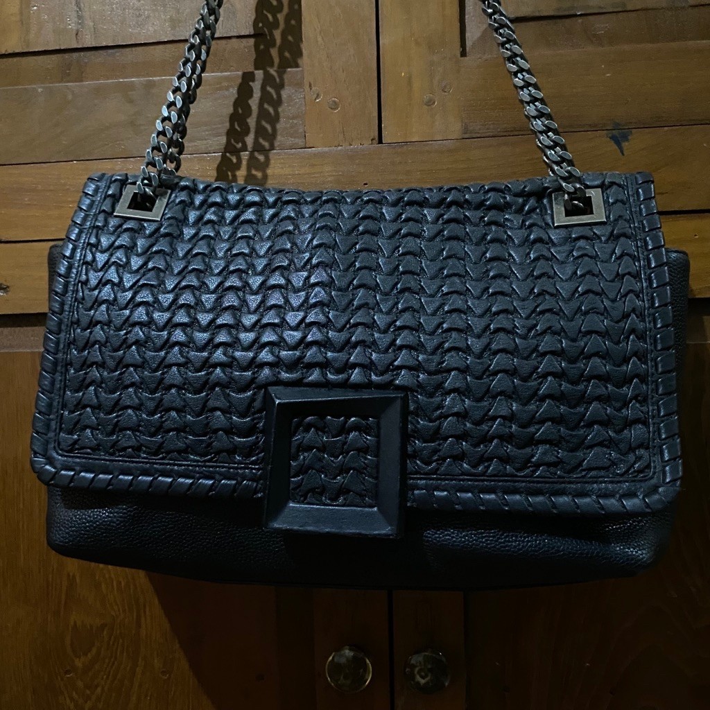 Preloved tas sling rantai brand RL bag kulit asli mantul anyam Rouge Lounge