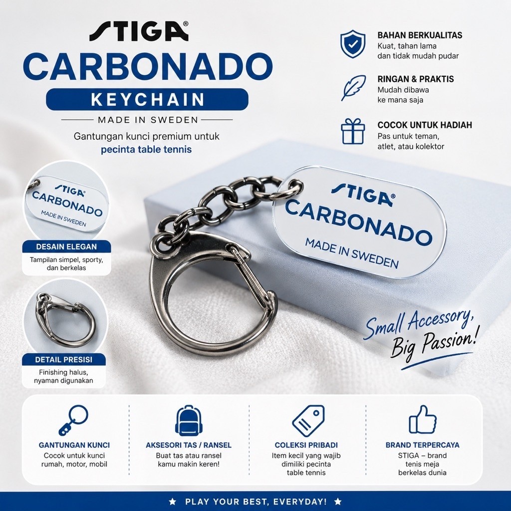 Gantungan Kunci Keychain STIGA Carbonado Table Tennis