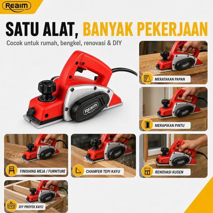 Sale Reaim Mesin Serut Kayu 500W Mesin Ketam Kayu Listrik Alat Serut Kayu Listrik Planer Kayu 82Mm M