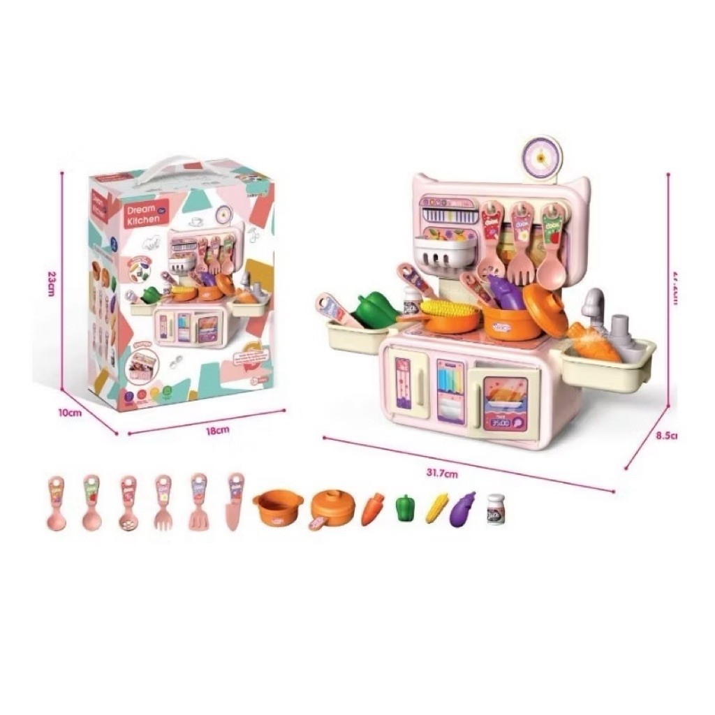 DREAM KITCHEN Mainan Alat Masak Anak Kitchen Set Mainan Anak Perempuan Mainan Dapur Anak Kitchen Set