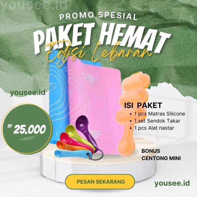 Paket Alat Kue Nastar Lebaran & Masak Hemat | Cetakan Nasi Bulat + Sendok Takar + Matras Silikon