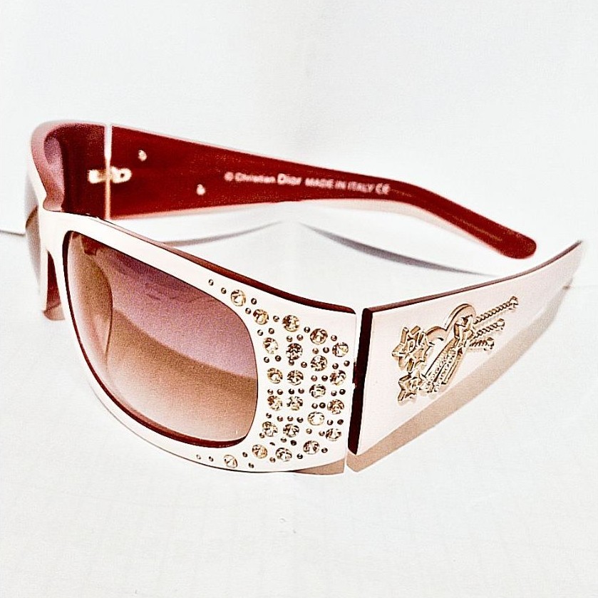 PROMO Kacamata Fashion merk Christian Dior type Wanita Mewah Frame Putih Berlian