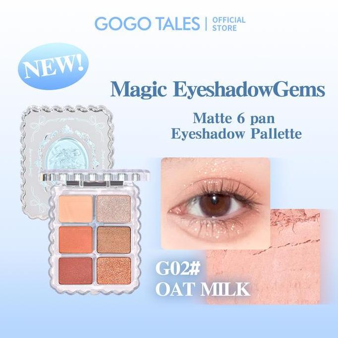 [BARU]GOGO TALES Magic EyeshadowGems Crystal Eyeshadow Palette 6 Warna Cantik Pigmented Matte Natura