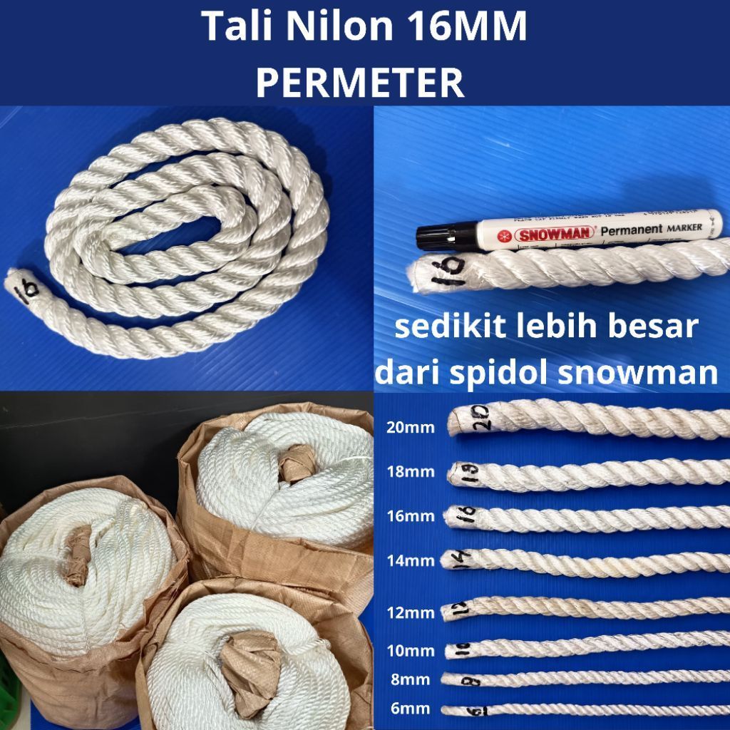 Tali Tambang Nilon 16mm Per Meter | Tali Tambang Nilon Kuat Serbaguna